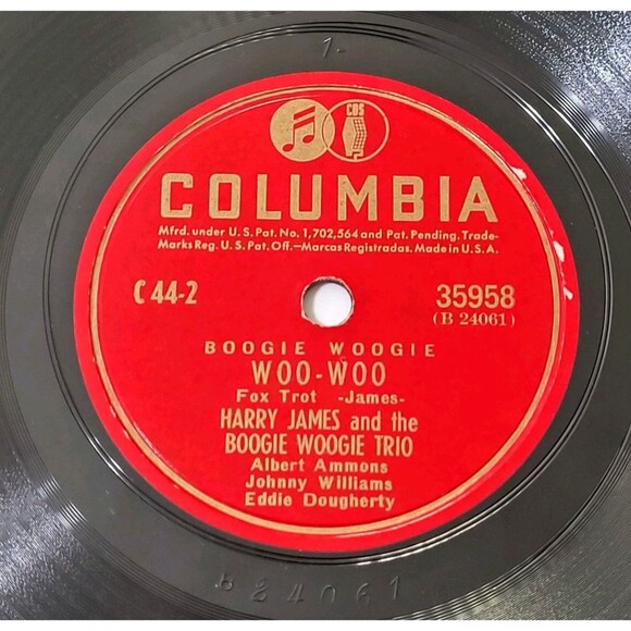 Harry James Boogie Woogie Trio Boo-Woo / Woo-Woo 78 RPM Columbia V+ to E- Jazz - Picture 3 of 4